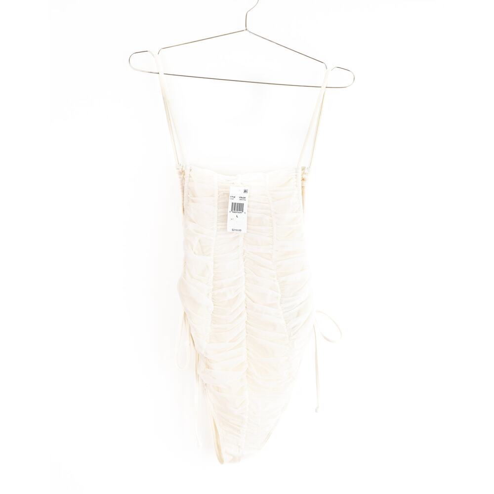 Andrea Iyamah Reco Ruched Mesh One Piece Swimsuit Limestone L NWT - Picture 5 of 6